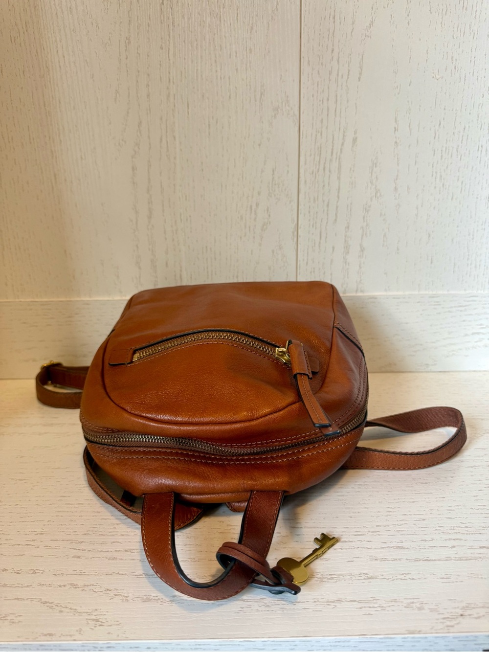 Fossil Cognac Leather Megan Mini Backpack - Picture 8 of 15